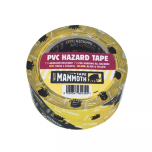 EVERBUILD MAMMOTH PVC HAZARD TAPE BLACK AND YELLOW 50MMX33M