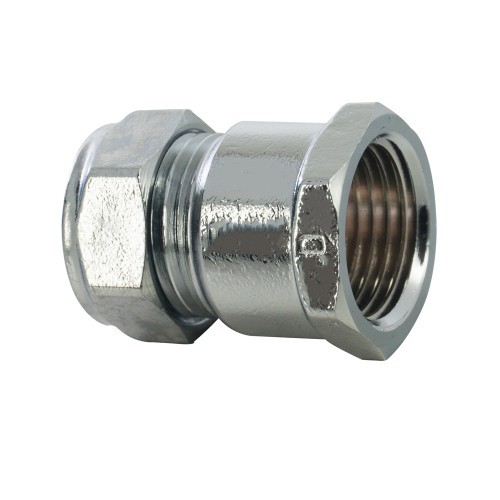 CXFI COMPRESSION COUPLER 15MMX1/2" CHROME PLATED
