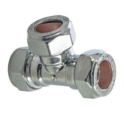 COMPRESSION EQUAL TEE 15MM CHROME PLATED