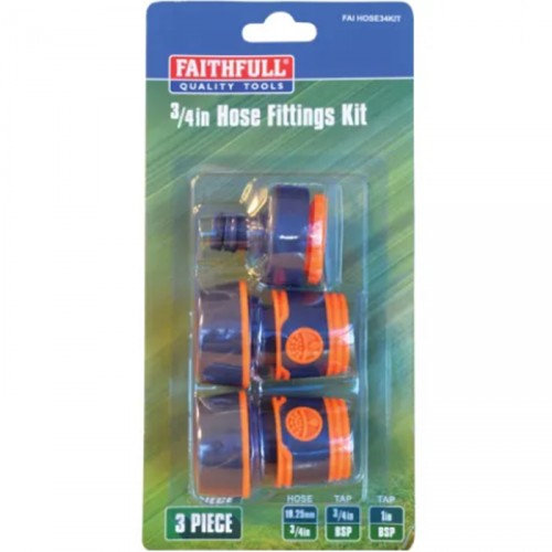 FAITHFULL 3/4" PLASTIC HOSE FITTING KIT 3 PIECE
