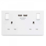 2G SQUARE EDGE 2 X USB SOCKET WHITE