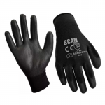 SCAN BLACK PU COATED WORK GLOVES LARGE